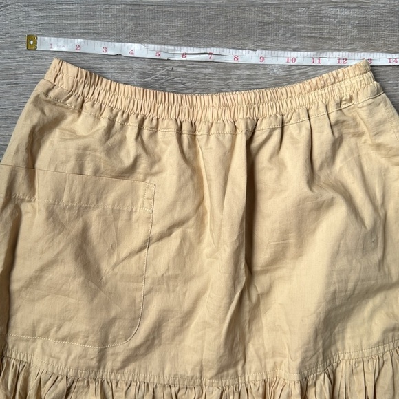 Eskandar Tan Cotton Tiered Maxi Skirt with Pocket Small - Picture 9 of 10